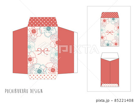 Floral Red Envelope For Size Print Stock Illustration