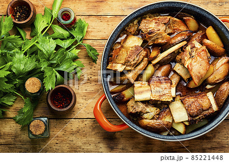 Braised beef stew in a bowl Braised beef stew in a bowl 85221448