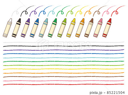 クレヨンとクレヨンで描いたライン のイラスト素材
