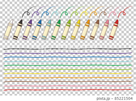クレヨンとクレヨンで描いたライン のイラスト素材