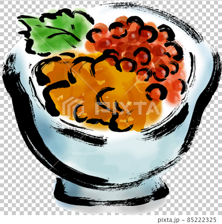 Sea urchin and salmon roe bowl hand-painted Japanese-style illustration Sea urchin and salmon roe bowl hand-painted Japanese-style illustration 85222325