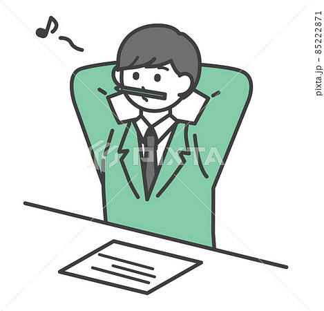 鼻歌を歌いながら勉強する学生の男の子のイラスト素材 85222871