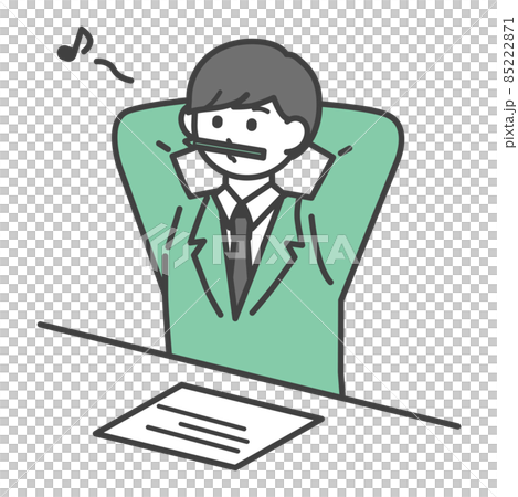 鼻歌を歌いながら勉強する学生の男の子のイラスト素材 85222871