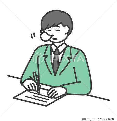 居眠りをしている学生の男の子のイラスト素材 居眠りをしている学生の男の子のイラスト素材 85222876