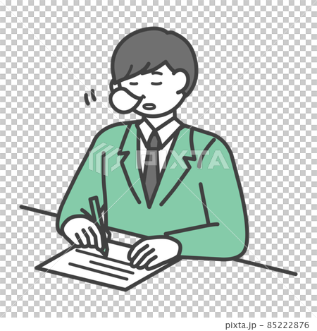 居眠りをしている学生の男の子のイラスト素材 居眠りをしている学生の男の子のイラスト素材 85222876