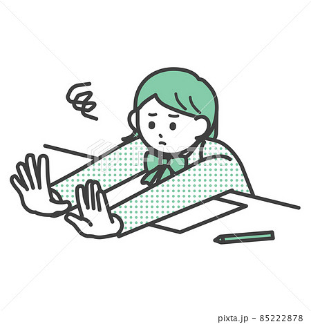 退屈そうにしている学生の女の子のイラスト素材 85222878
