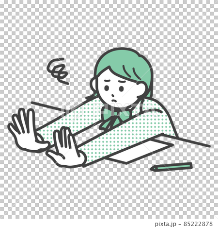 退屈そうにしている学生の女の子のイラスト素材 85222878