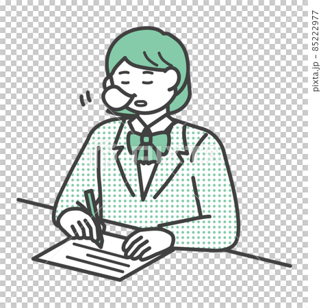 Illustration material of student girl taking a nap Illustration material of student girl taking a nap 85222977