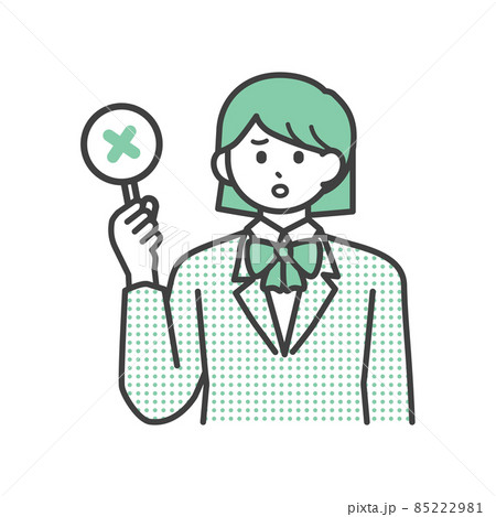 ばつの札を持つ学生の女の子のイラスト素材 ばつの札を持つ学生の女の子のイラスト素材 85222981