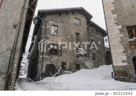 Bormio Medieval village Valtellina Italy under the snow in winter Bormio Medieval village Valtellina Italy under the snow in winter 85223343