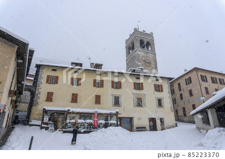 Bormio Medieval village Valtellina Italy under the snow in winter Bormio Medieval village Valtellina Italy under the snow in winter 85223370