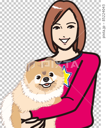 Female holding a Pomeranian Female holding a Pomeranian 85224043