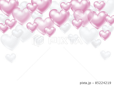 立体的なピンクと白のハート 白背景のイラスト素材