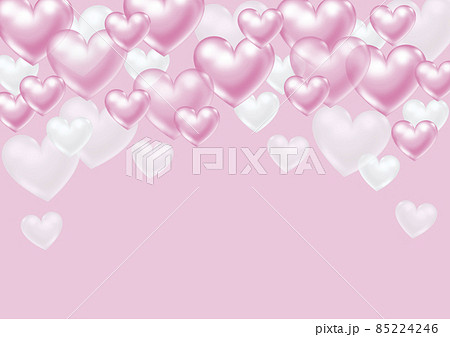 立体的なピンクと白のハート ピンク背景のイラスト素材