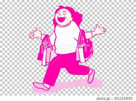 躁状態　気分が高揚したくさん買い物をする女性　シンプル 85224895