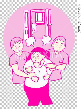 Manic state psychiatric nurse and female heading to the protection room Simple Manic state psychiatric nurse and female heading to the protection room Simple 85224902