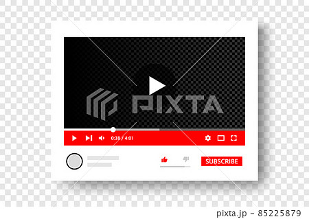 Full frame video player elements for channel wireframe. Video player with popular design element. Simple buttons mockup template Full frame video player elements for channel wireframe. Video player with popular design element. Simple buttons mockup template 85225879