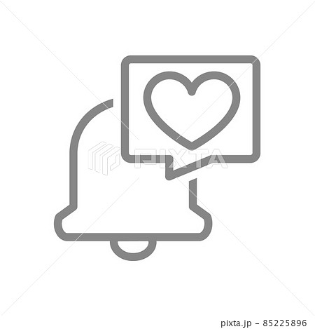 Notification bell with heart in speech bubble line icon. Inbox message, message notification symbol 85225896