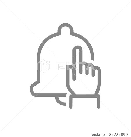 Notification bell and hand click line icon. Message bell, inbox message symbol 85225899