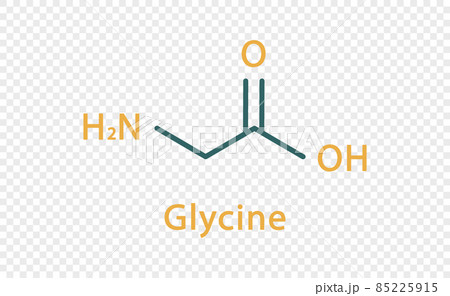 Glycine chemical formula. Glycine structural chemical formula isolated on transparent background. 85225915