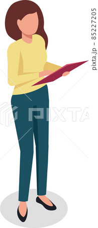 Office worker woman hold documents isolated on white 85227205