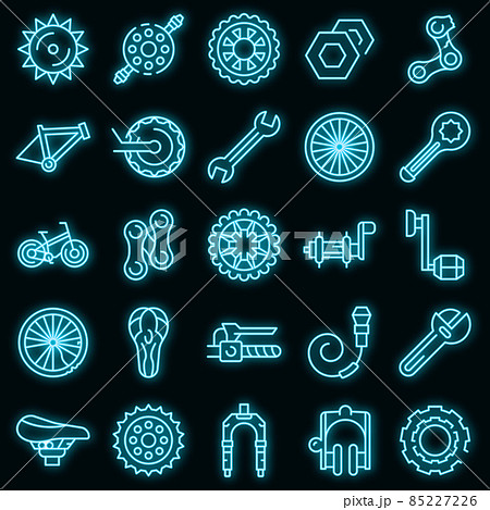 Bicycle repair icons set vector neon 85227226