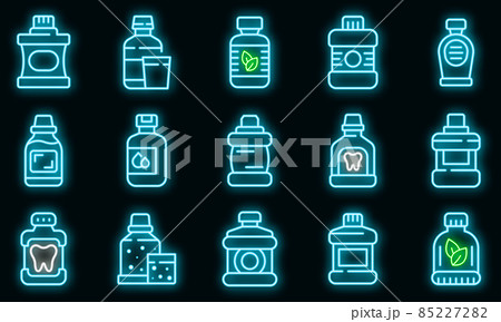 Mouthwash icons set vector neon 85227282