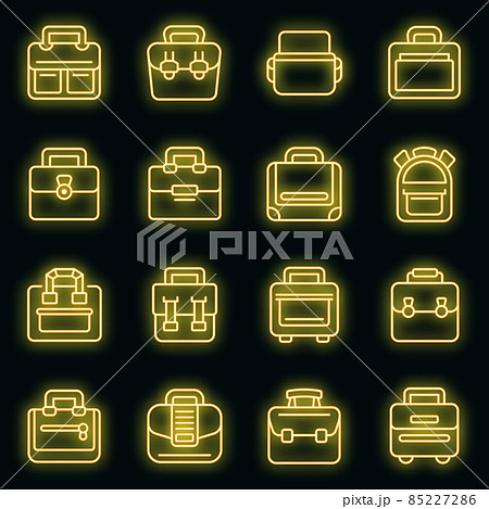 Laptop bag icons set vector neon 85227286