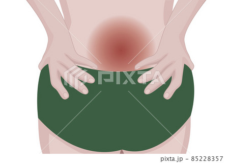 Small of back pain. Loins ache vector illustration on a white background 85228357