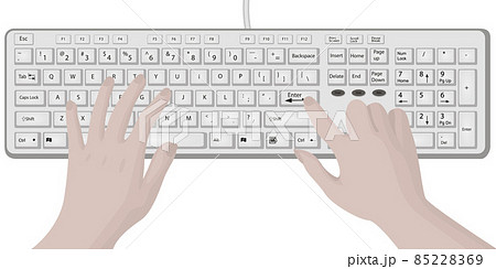 Keyboard and hands typing vector illustration isolated on a white background 85228369