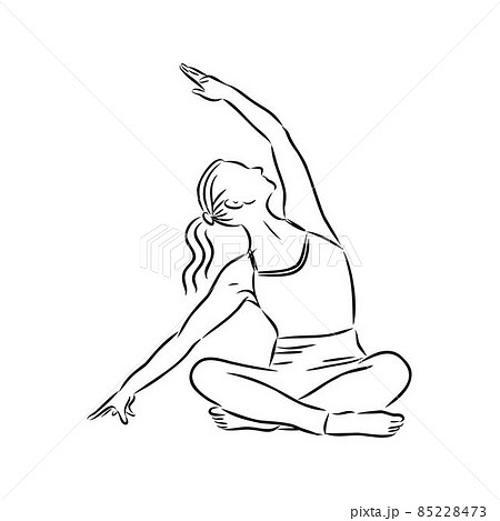 Yoga poses vector illustration outline sketch - Stock Illustration  [36789431] - PIXTA