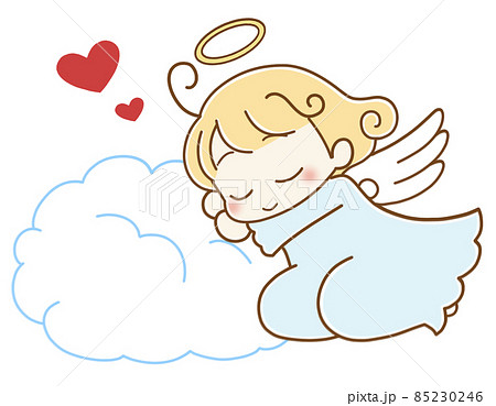 スヤスヤ寝てる天使 ハートのイラスト素材