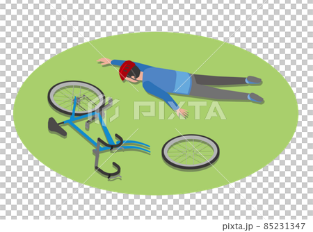 自転車事故で倒れる男性 85231347