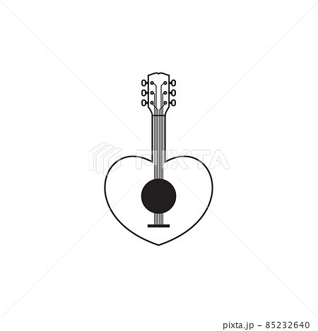 traditional ukulele with love shape logo design vector graphic symbol icon sign illustration creative idea 85232640
