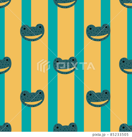 Frog pattern seamless in freehand style. Head predator on colorful background. Vector illustration for textile. 85233505