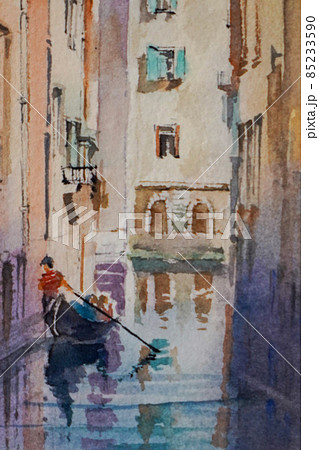 ヨーロッパの街 ヴェネツィア 水彩画 風景画 ヨーロッパの街 ヴェネツィア 水彩画 風景画 85233590