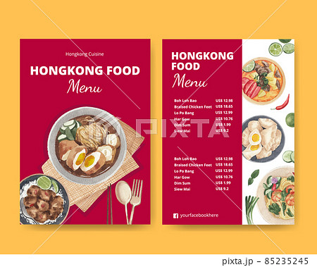 Menu template with Hong Kong food concept,watercolor style 85235245