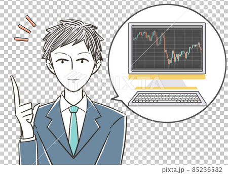 シンプルな男性イラスト Pc プログラミング画面のイラスト素材