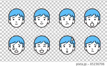 男の子の顔アイコンセット　シンプルタッチ　イラスト 85236706