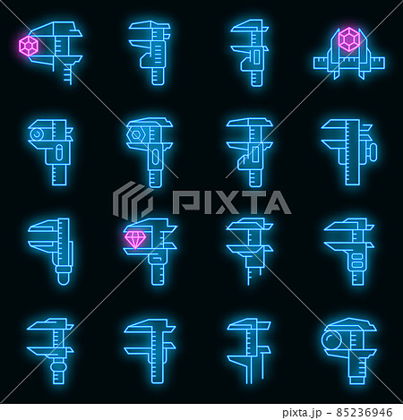 Calipers icons set vector neon 85236946