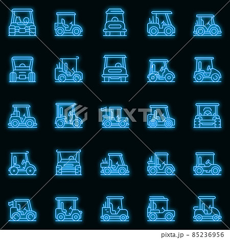Golf cart icons set vector neon Golf cart icons set vector neon 85236956