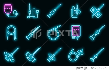 Catheter icons set vector neon 85236997