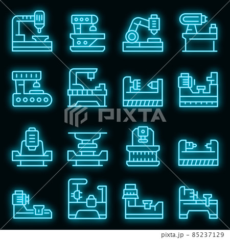 Lathe icons set vector neon 85237129