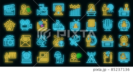 TV presenter icons set vector neon 85237136