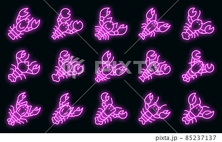 Lobster icons set vector neon 85237137
