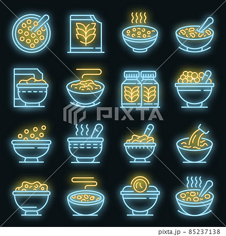 Cereal flakes icons set vector neon 85237138