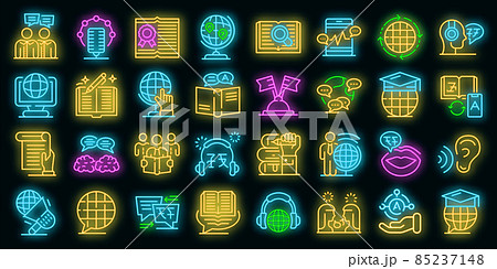 Translator icons set vector neon 85237148