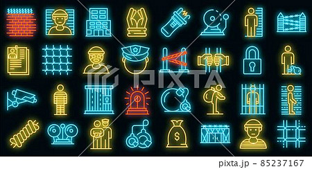 Prison icons set vector neon 85237167