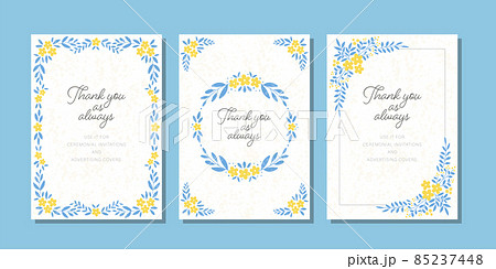 花の装飾フレーム　カードデザインのテンプレート素材セット 85237448