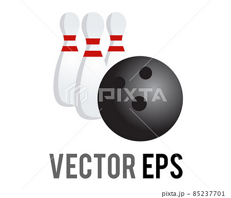 Vector Three White Bowling Pins And Ball Iconのイラスト素材 Vector Three White Bowling Pins And Ball Iconのイラスト素材